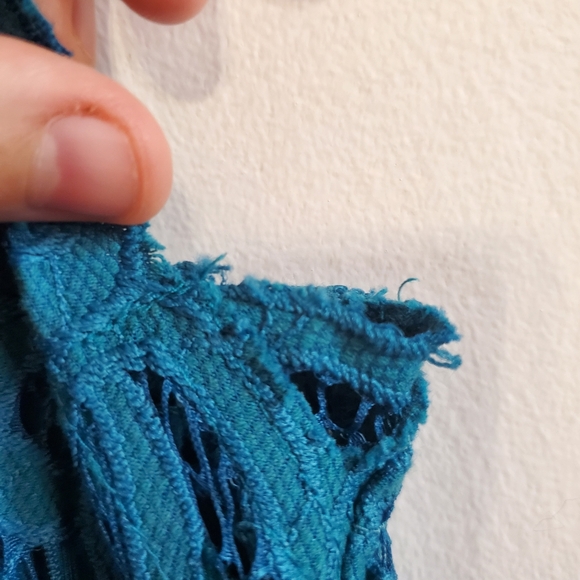 Free People Adella turquoise Slip Lace trim Dress Size S Asymmetric Boho Fairy - Picture 13 of 16